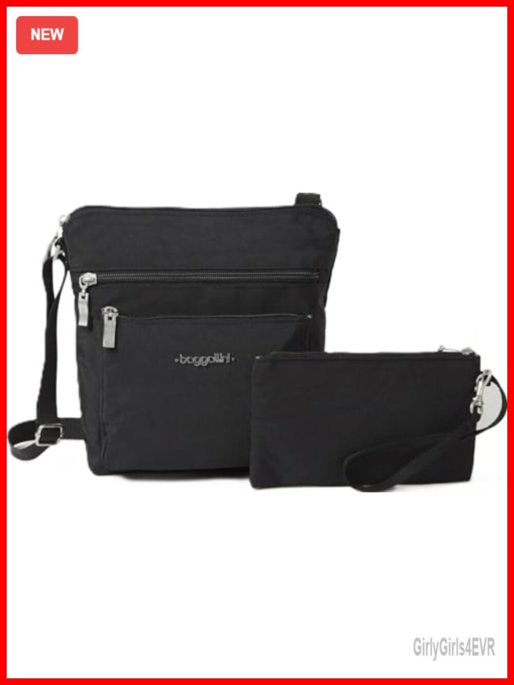 Lightweight Nylon Crossbody Bag with RFID Wristlet, Machine Washable